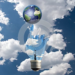 Light Bulb Hand Earth