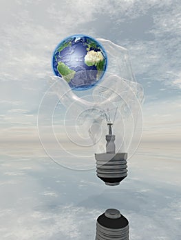 Light Bulb hand and earth