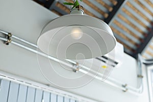 Light bulb hanging on ceiling