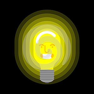 Light bulb head. The concept of a bright head, a person who has a lot of ideas