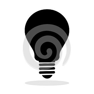 Light bulb icon. Black light bulb icon on white background.
