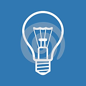 Light Bulb Icon on Blue Background. Vector