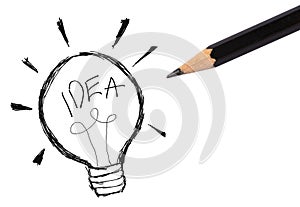 Light bulb icon with concept of idea sketch