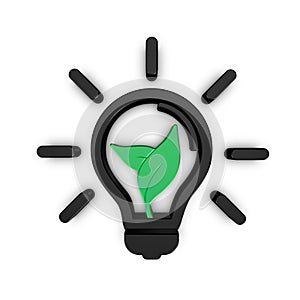 Light Bulb Icon - Concept Of Natural Energy Sources - 3D Illustration - Isolatet On White Background
