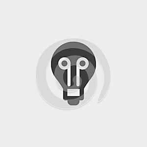 Light bulb icon in a flat design in black color. Vector illustration eps10