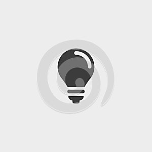 Light bulb icon in a flat design in black color. Vector illustration eps10