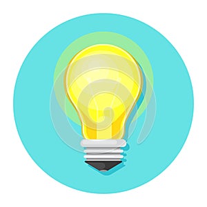 Light bulb icon in flat style. Lamp logo. Lightbulb illustration on white isolated background. Lamp idea business