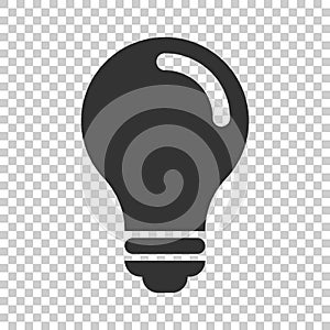 Light bulb icon in flat style. Lightbulb vector illustration on