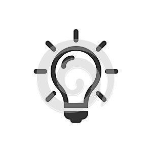 Light bulb icon in flat style. Lightbulb vector illustration on