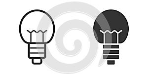 Light bulb icon in flat style. Lightbulb vector illustration on white isolated background. Energy lamp sign business concept