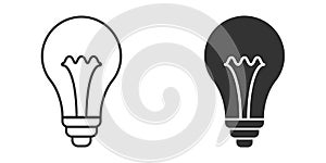 Light bulb icon in flat style. Lightbulb vector illustration on white isolated background. Energy lamp sign business concept