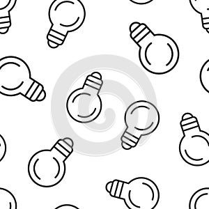 Light bulb icon in flat style. Lightbulb vector illustration on white isolated background. Lamp idea seamless pattern business