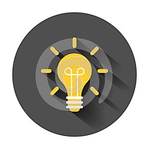 Light bulb icon in flat style. Lightbulb vector illustration wit