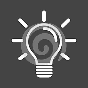 Light bulb icon in grey background. Idea flat vector illustration. Icons for design, website.