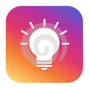 Light bulb icon with hipster button. Idea button. Lamp symbol