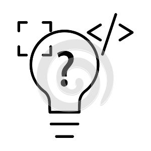 Light bulb icon Illustration with coding. Suitable for programming idea icon. icon related to developer. Line icon style. suitable