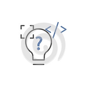 Light bulb icon Illustration with coding. Suitable for programming idea icon. icon related to developer