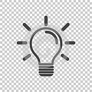 Light bulb icon in isolated background. Idea flat vector illustration. Icons for design, website.