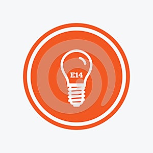 Light bulb icon. Lamp E14 socket symbol.