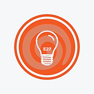 Light bulb icon. Lamp E27 socket symbol.