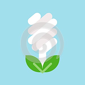 Light bulb icon and leaf Flat design