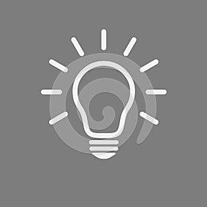 Light bulb icon. Line vector, isolated on gray background in flat style for graphic design. Idea sign, solution, thinking concept