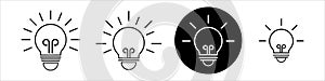 Light bulb icon set. Line vector sign. Idea symbol, logo illustration. Vector graphics isolated on white background.