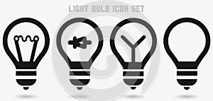 Light Bulb icon set vector, isolated on white background. Idea sign, solution, thinking concept