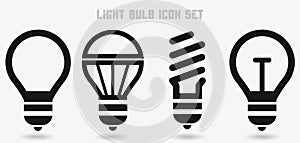 Light Bulb icon set vector, isolated on white background. Idea sign, solution, thinking concept