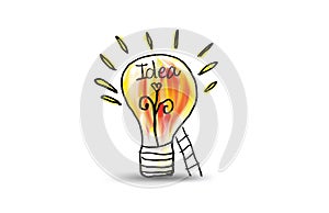 Light bulb icon with staircase vector illustration. Concept or creative thinking