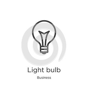 light bulb icon vector from business collection. Thin line light bulb outline icon vector illustration. Outline, thin line light