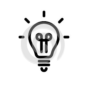 Light bulb icon. Vector icons on a white background. Trendy linear icon. Icon for website and print. Logo, emblem, symbol. Interfa