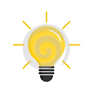 Light bulb icon. Light bulb vector icon. Idea icon. Lamp concept. Light bulb, isolated on white background in modern simple flat