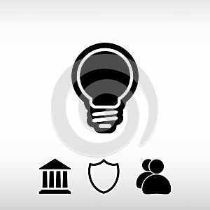 Light bulb icon, vector illustration. Flat design style