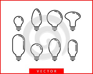 Light bulb icon vector. Llightbulb idea logo concept. Set lamps electricity icons web design element.