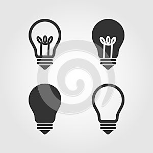 Light bulb icons set, flat design