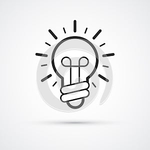 Light Bulb idea flat line trendy icon. Vector eps10