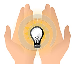 Light bulb idea in hands