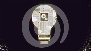 Light bulb idea icon with gears with circuit board inside