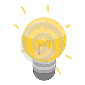 Light bulb idea icon, isometric style