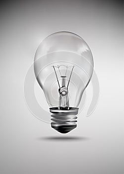 Light bulb idea illustration, realistic incandescent light bulb, burning light bulb