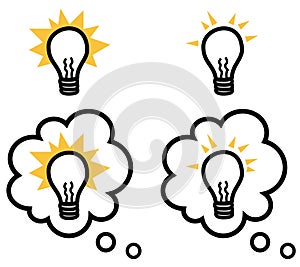 Light bulb or idea isolated and in thought bubble