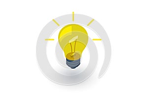 Light bulb, idea isometric flat icon. 3d vector