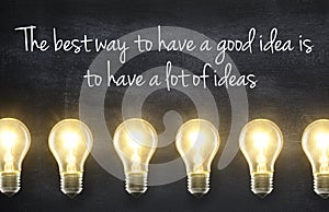 Light bulb with idea quote