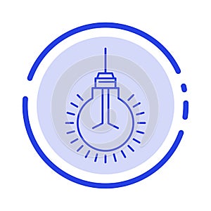 Light, Bulb, Idea, Tips, Suggestion Blue Dotted Line Line Icon