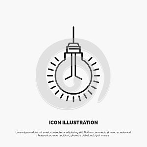 Light, Bulb, Idea, Tips, Suggestion Line Icon Vector