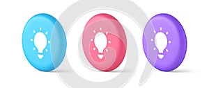 Light bulb illuminated innovation idea button brainstorming creative solution 3d circle icon