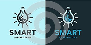 light bulb with laboratorium logo design inspiration