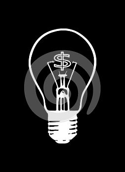 Light bulb, lamp Dollar Symbol abstract, energy saving