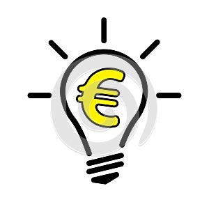 Light Bulb Lamp with Euro currency symbol